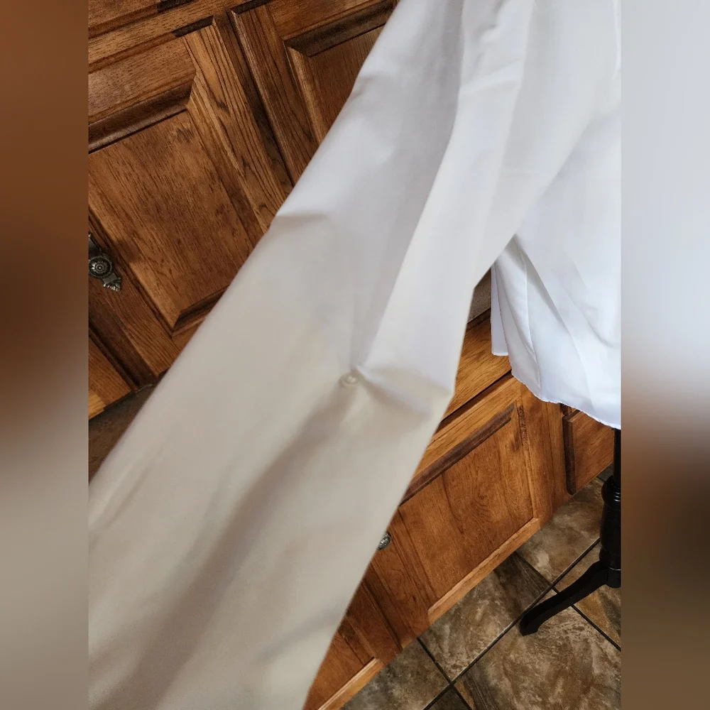 Diane Von Furstenberg White Utility Long Sleeve Blouse Size 12 - Picture 4 of 8